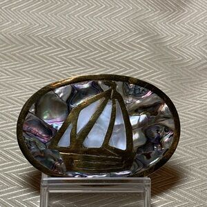 Abalone Shell Art w/ Gold Accents Belt Buckle